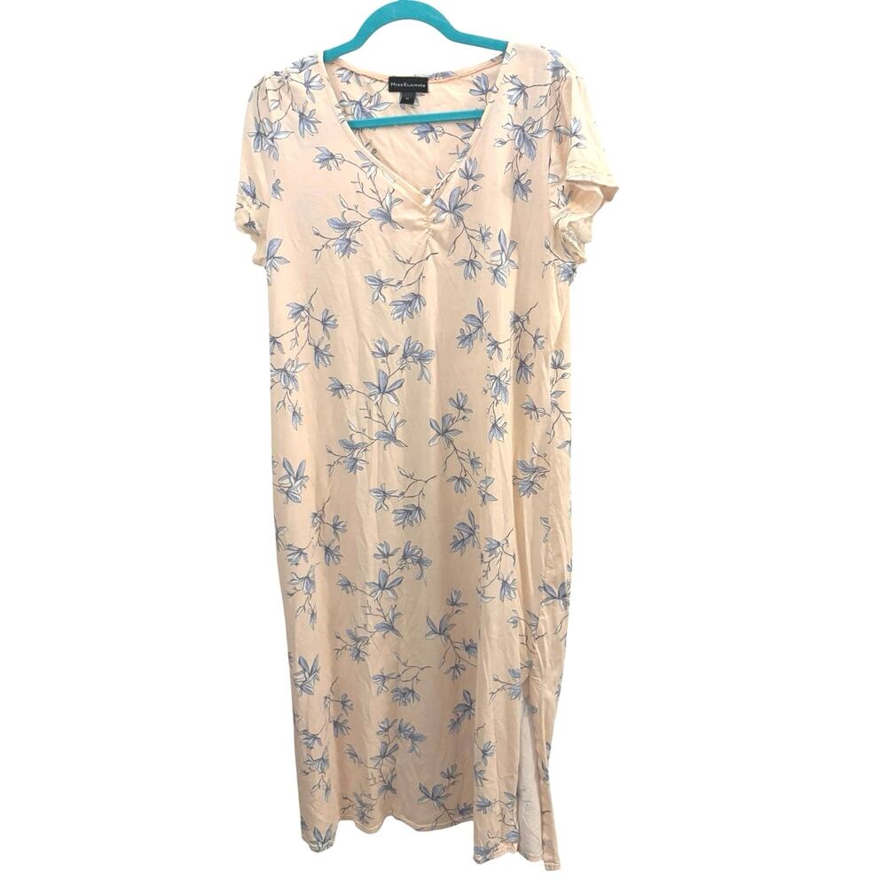 Miss Elaine Floral Cotton Blend Nightgown Cottagecore Grannycore Coastal Grandma